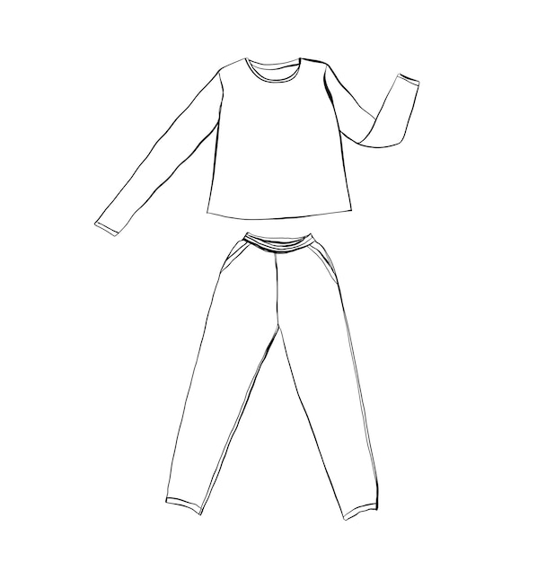 ENSEMBLE JOGGER ET SWEATTOP POUR FEMMES ET ADOS FLAT SKETCH