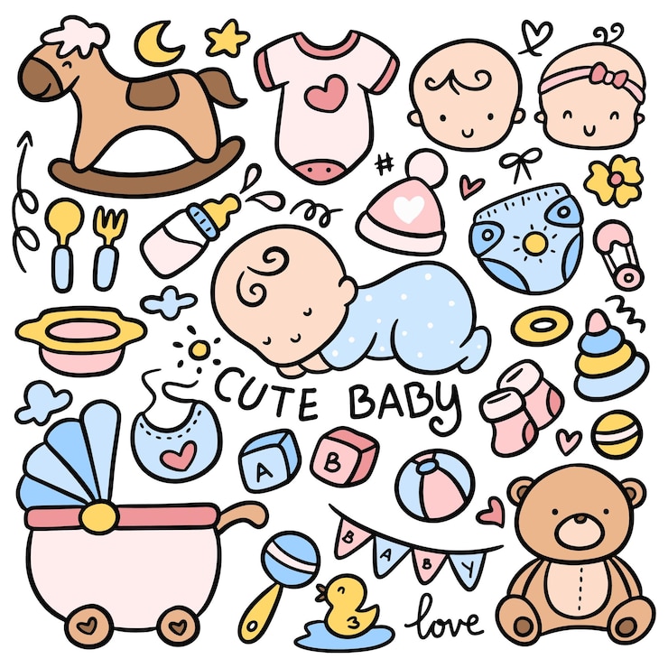 Ensemble de jouets et d'accessoires pour bébé Kawaii Doodles