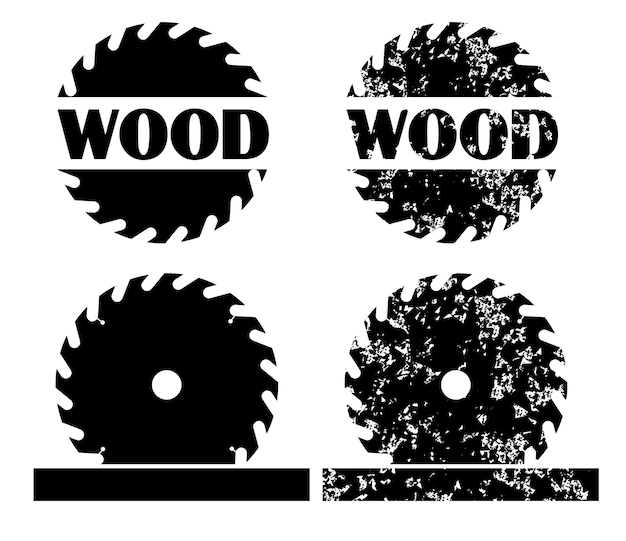 Vecteur un ensemble de lames de scie circulaire avec le mot bois dessus.