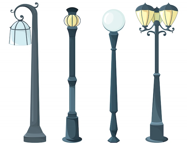 Ensemble De Lampadaires. équipements D'éclairage Vintage.