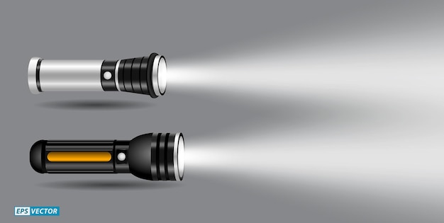 ensemble de lampes de poche réalistes avec faisceaux ou lampe de poche électrique pratique avec projecteur ou lampe de camping