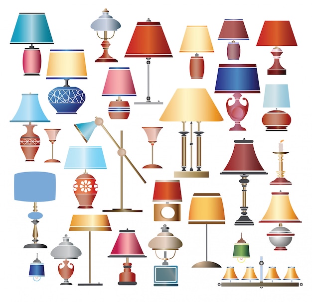 Vecteur ensemble de lampes