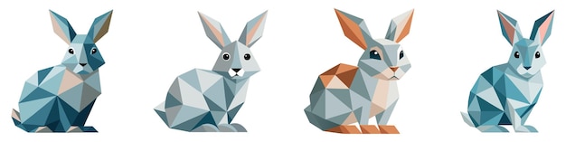L'ensemble des lapins polygonaux abstraits des lapins polygonales géométriques linéaires du lapin mignon