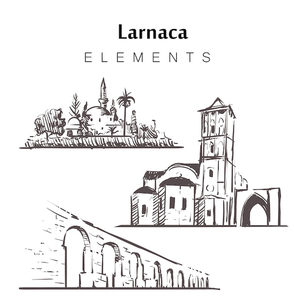 ensemble, de, larnaca, bâtiments, isolé, blanc