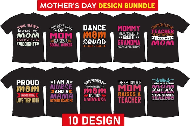 Vecteur ensemble de lettrage de la fête des mères pour la conception de t-shirt de typographie de carte-cadeau