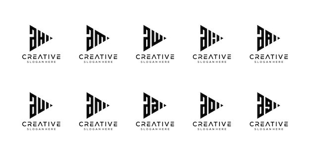 Ensemble De Lettre Monogramme Créatif Un Modèle De Conception De Logo