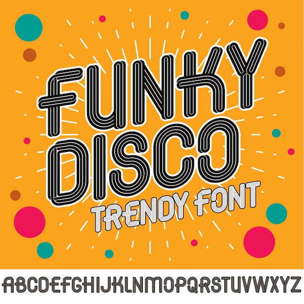 Ensemble de lettres de l'alphabet funky capital vecteur isolé, peut être utilisé pour la création de logo dans les affaires de divertissement.