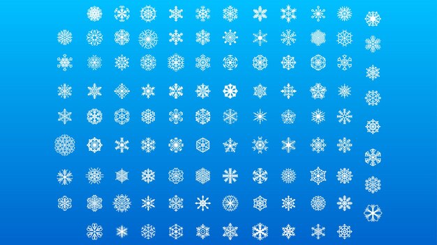 Ensemble Ligne Colleciton Blanche Flocon Neige Éléments Décoration Hiver Style Conception Vectorielle