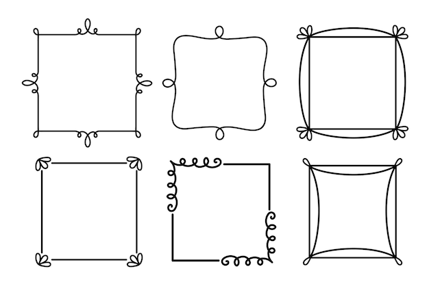 Ensemble De Lignes De Doodle Cadres Dessinés à La Main