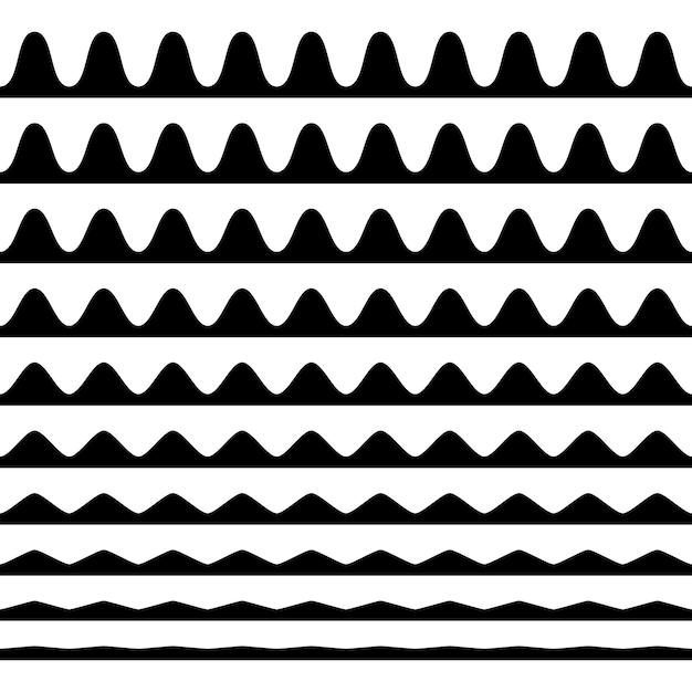 Vecteur un ensemble de lignes horizontales ondulées en zigzag