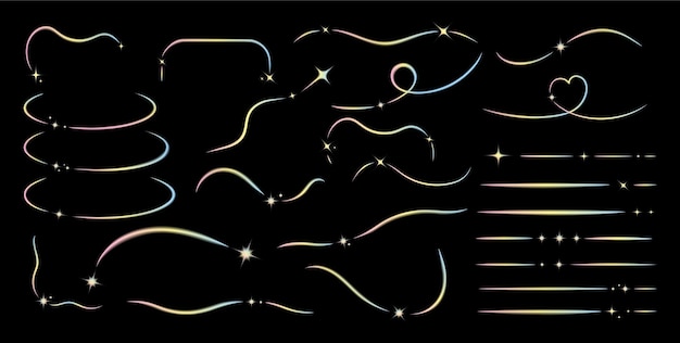 Ensemble De Lignes à La Mode Avec Des étoiles Avec Flou Et Gradient Illustration Vectorielle Yk