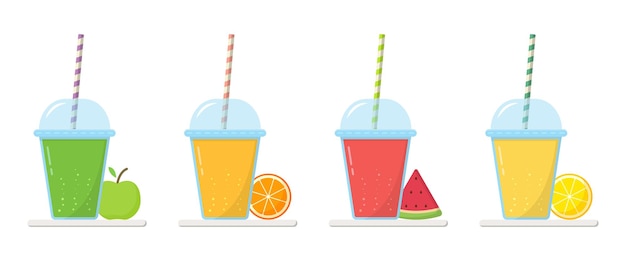 Ensemble de limonade en verre avec illustration de chapeau et de paille