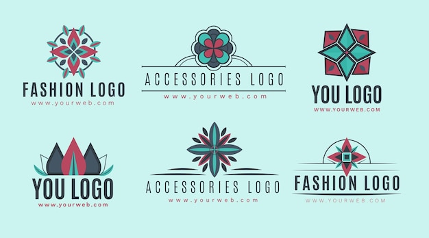 Vecteur ensemble de logo d'accessoires de mode design plat