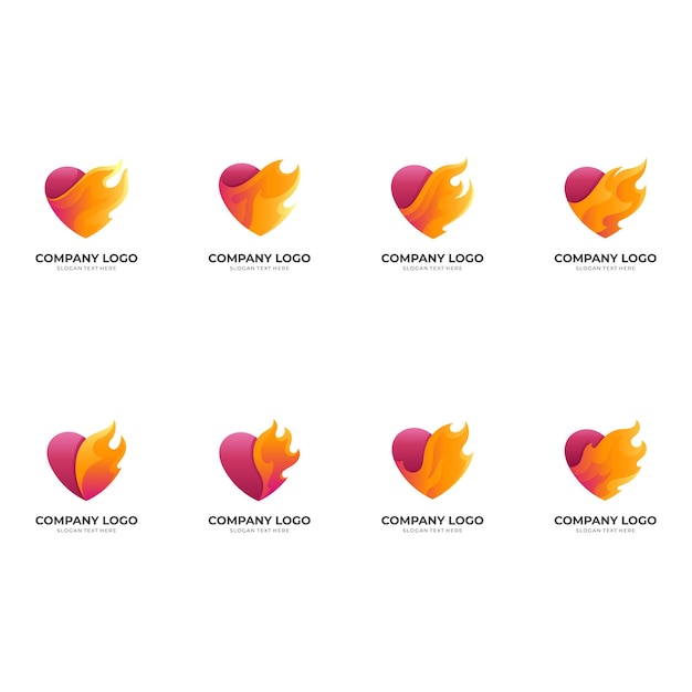 Ensemble De Logo D'amour Avec Conception De Feu