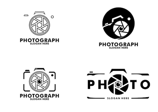 ensemble de logo de caméra, modèle vectoriel d'icône de logo de photographie