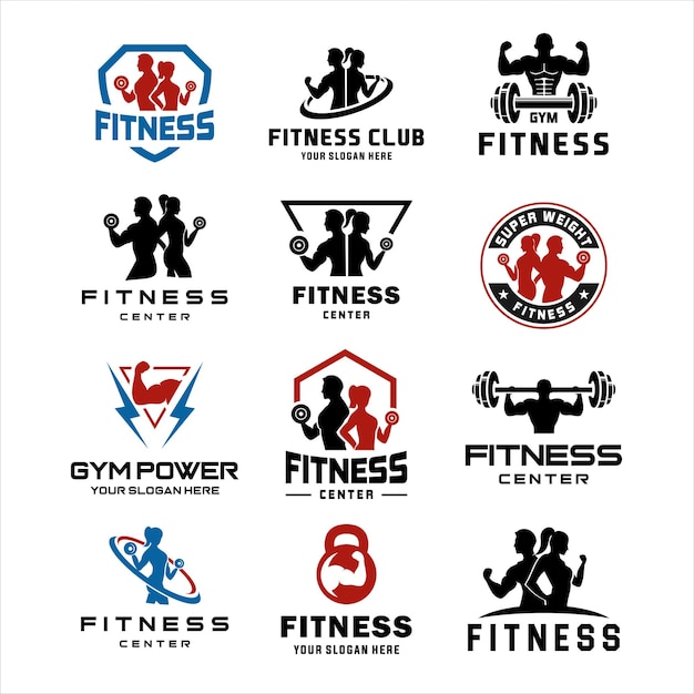 Ensemble De Logo De Centre De Remise En Forme Sport Et Fitness Logo Design Gym Logo Icon Design Vector Stock