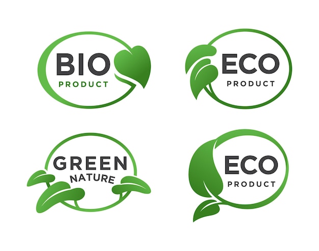 Vecteur ensemble de logo écologique vert feuille ovale