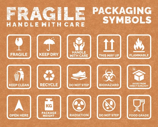 Ensemble de logo d'emballage fragile