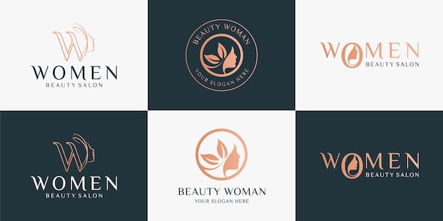 Ensemble De Logo De Femmes De Beauté Utilisent La Marque Verbale Et Le Logo Vintage