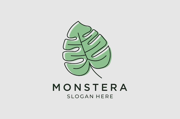 Vecteur ensemble de logo de feuille de monstera minimaliste