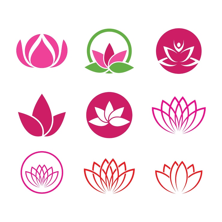 Vecteur ensemble de logo d'illustration de fleurs de lotus