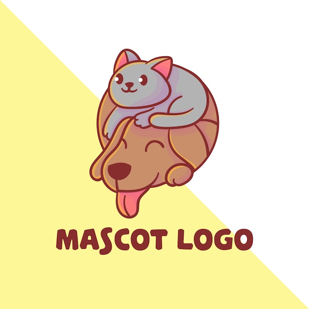 Ensemble De Logo De Mascotte Chat Et Chien Mignon