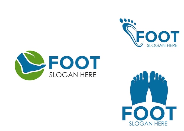 ensemble de logo de pied, soin des pieds ou vecteur de logo sain pour les pieds