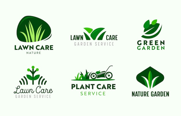 Ensemble De Logo Service D'entretien De Jardin Et De Pelouse