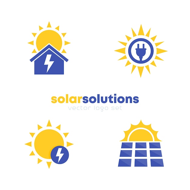 Ensemble De Logo De Solutions D'énergie Solaire