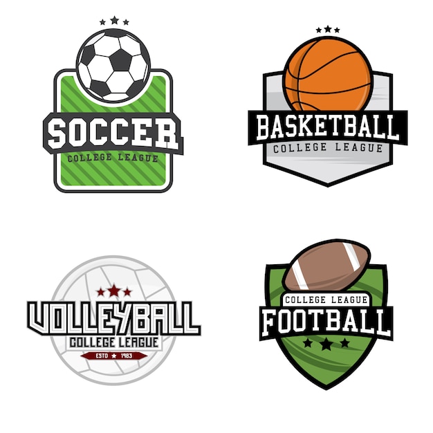 Ensemble De Logo De Sport Différent (football, Football, Volley-ball Et Basket-ball)