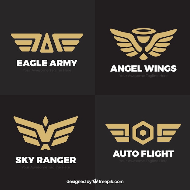 Vecteur ensemble de logos d'ailes dorées