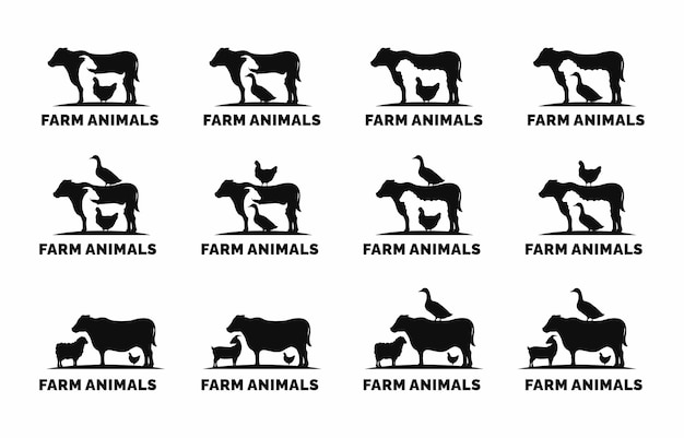 Ensemble de logos d'animaux d'élevage