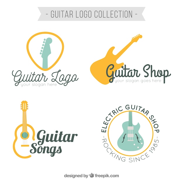 Vecteur ensemble de logos de guitare