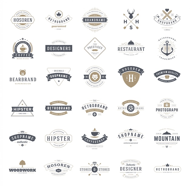 Vecteur ensemble de logos ou d'insignes rétro vintage