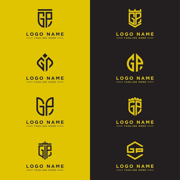 Ensemble De Logos Inspirants Pour Les Entreprises à Partir Des Lettres Initiales De L'icône Du Logo Gp
