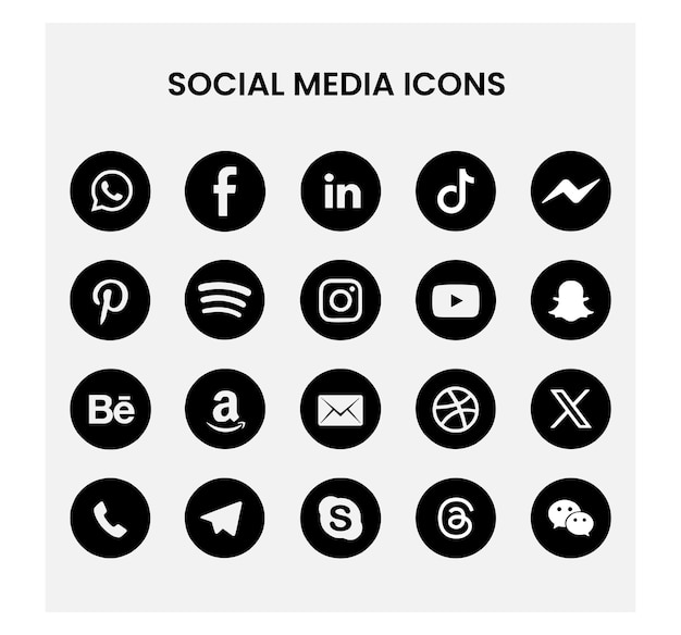 Un ensemble de logos de médias sociaux en cercle noir