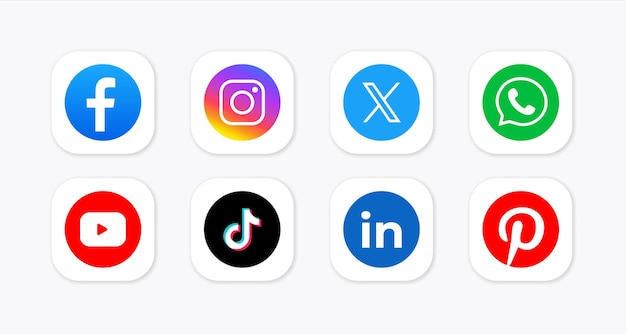 Vecteur ensemble de logos de médias sociaux sur fond blanc collection d'icônes de médias sociaux