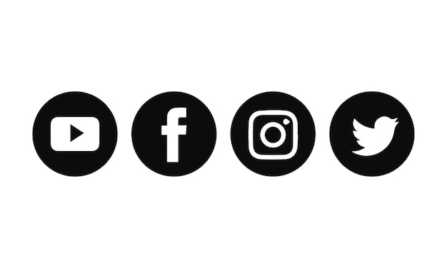 Ensemble de logos de médias sociaux plats dessinés à la main par vecteur
