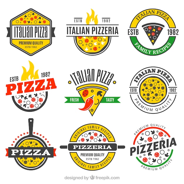 Vecteur ensemble de logos de pizza