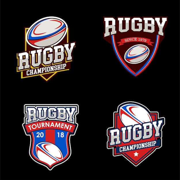 Ensemble De Logos De Rugby Sport Américain