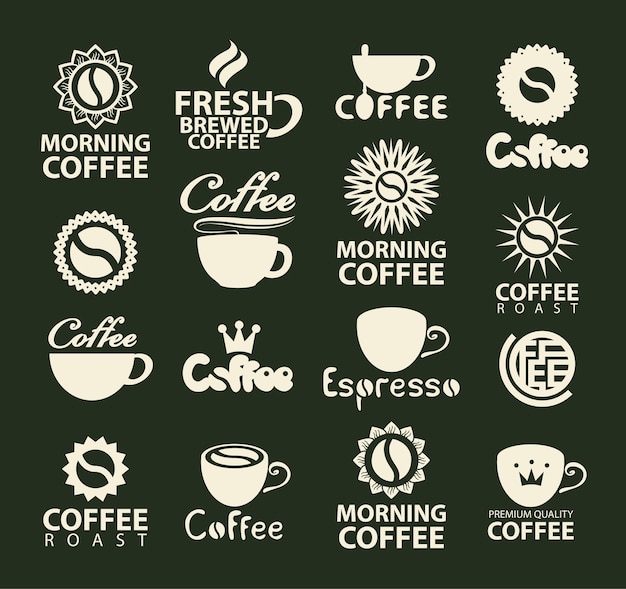 Ensemble De Logos Thé Et Café