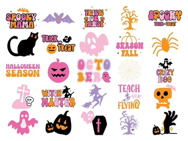 Vecteur ensemble de lot d'artisanat de sublimation happy halloween partie 1