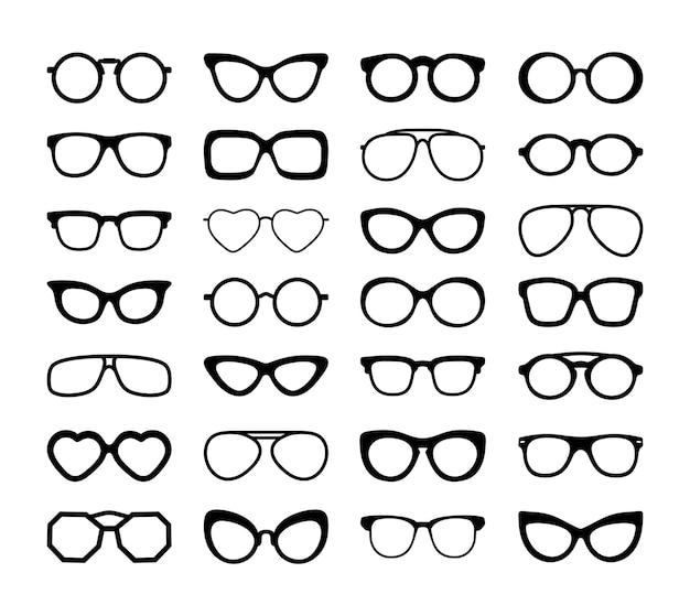 Ensemble De Lunettes Différentes Noires.