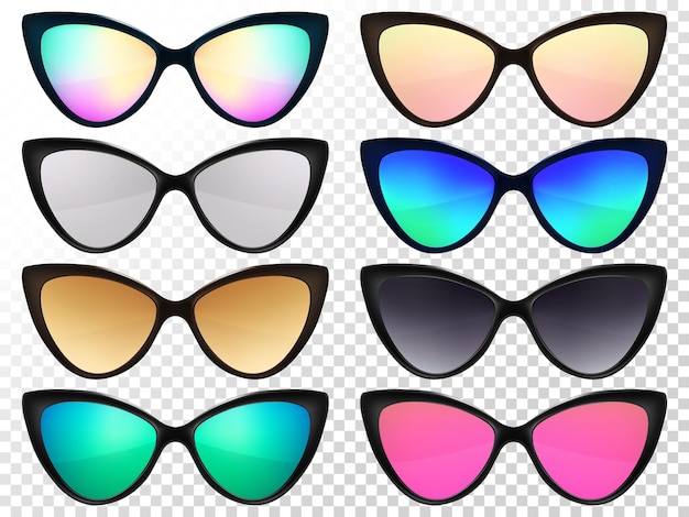 Ensemble De Lunettes De Soleil Couleurs De Lunettes De Soleil à La Mode Lunettes De Vue D'été Collection De Mode été Jante œil De Chat