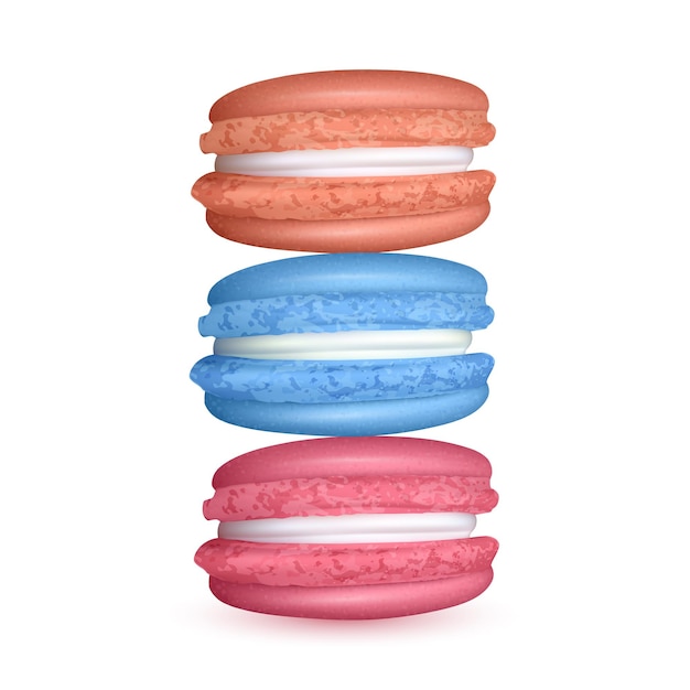 Ensemble De Macarons. Illustration Réaliste