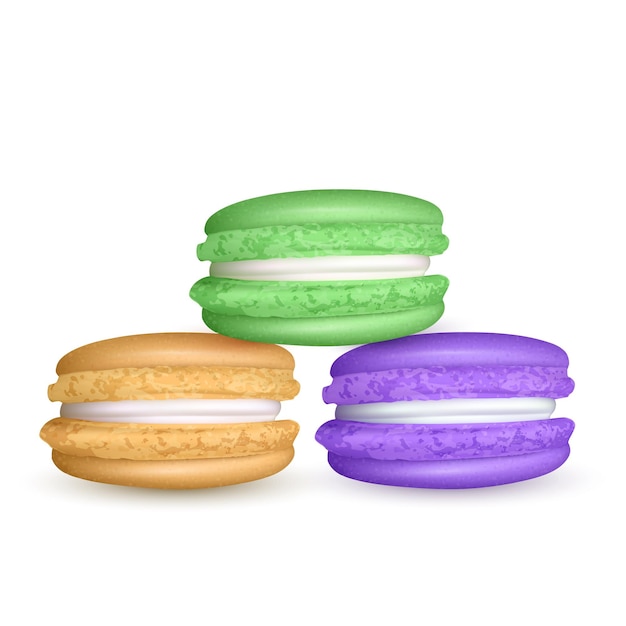 Ensemble De Macarons. Illustration Réaliste