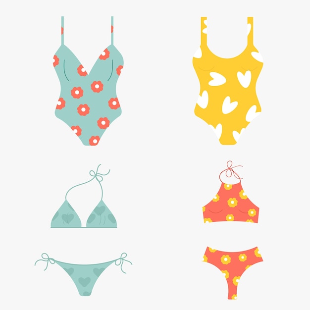 Vecteur ensemble de maillots de bain pour femmes différents bas et haut illustration vectorielle