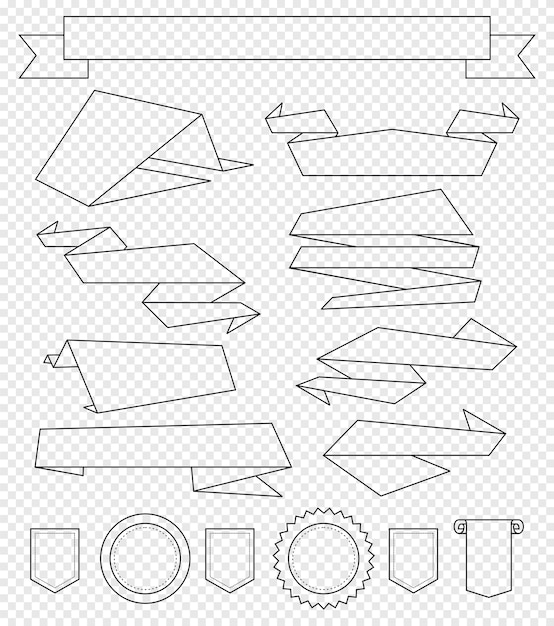 Vecteur ensemble de main dessiner un ruban décoratif