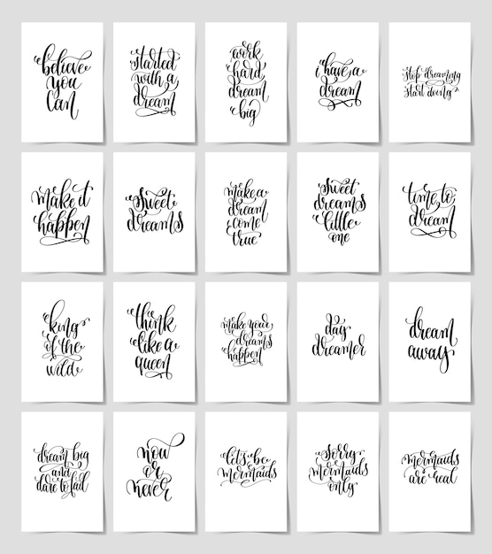 Ensemble De Main Lettrage Citations Magiques Phrase Positive Inspirante, Calligraphie