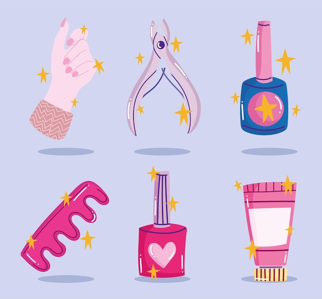 Ensemble De Manucure, Outils De Vernis à Ongles Crème Séparateur De Doigt Et Coupe-cuticule Design De Style Dessin Animé